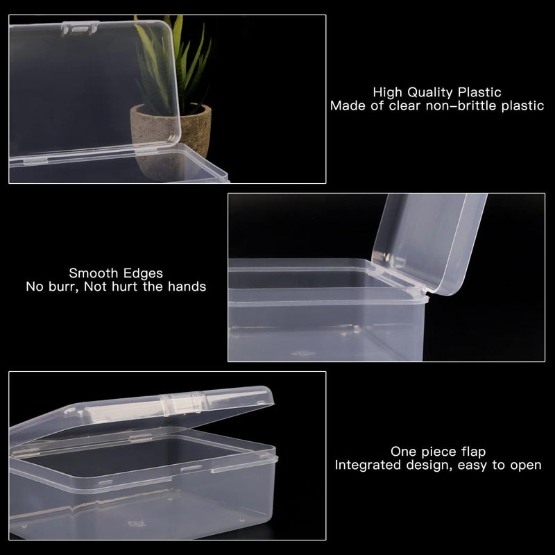 Rocutus Clear Plastic Mini Storage Containers Box - Empty Plastic Bead Containers with Lids - Hinged Lid for Beads, Earplugs, Pins, Small Items - 12 Pack (5.6 x 4.1 x 1.9 inch) - Image 3